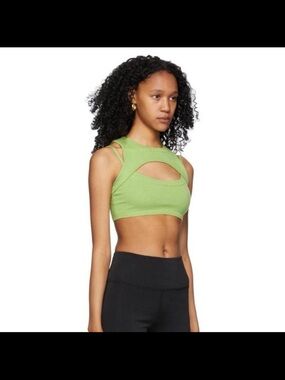 Danielle Guizio Green Knit Crop Tank